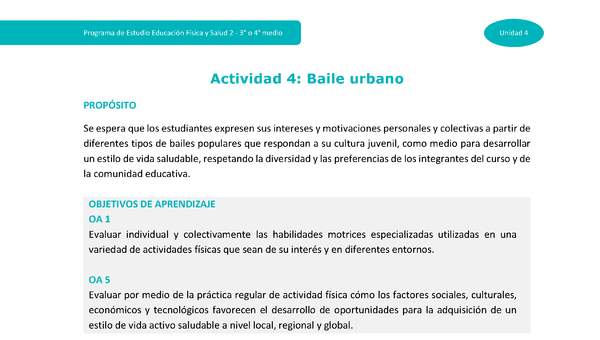 Actividad 4: Baile urbano