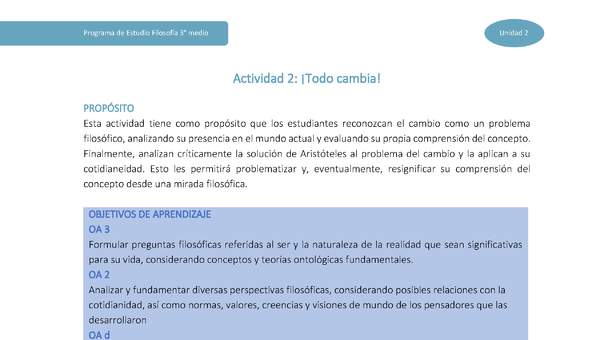 Actividad 2: ¡Todo cambia!