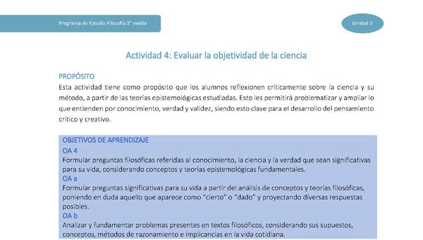 Actividad 4: Evaluar la objetividad de la ciencia