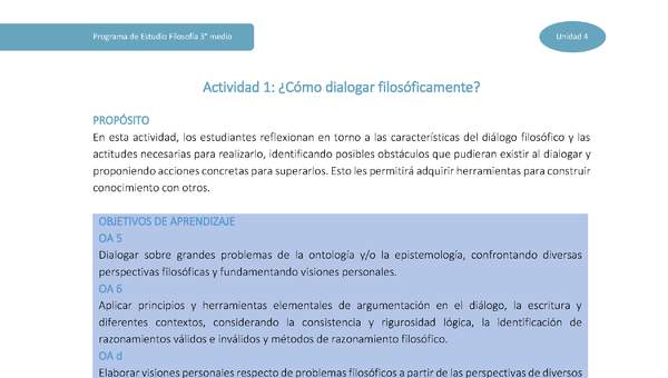 Actividad 1: ¿Cómo dialogar filosóficamente?