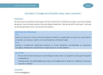 Actividad 1: El origen de la filosofía: duda, razón y asombro