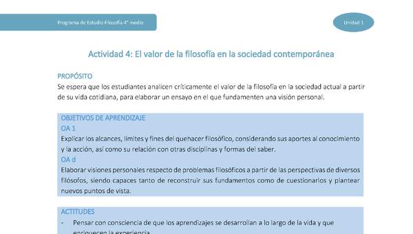 Actividad 4: El valor de la filosofía en la sociedad contemporánea