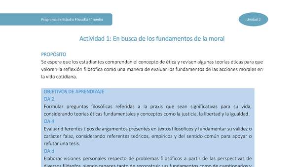 Actividad 1: En busca de los fundamentos de la moral