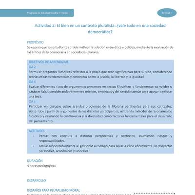 Actividad 2: El bien en un contexto pluralista: ¿se vale todo en una sociedad democrática?