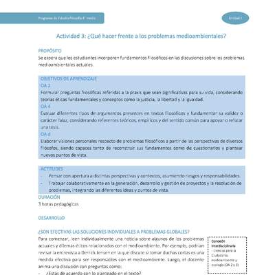 Actividad 3: ¿Qué hacer frente a los problemas medioambientales?