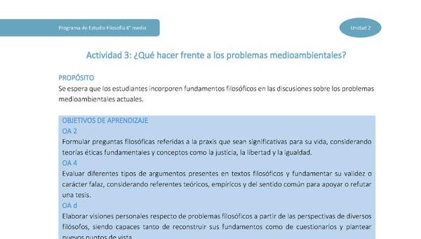 Actividad 3: ¿Qué hacer frente a los problemas medioambientales?