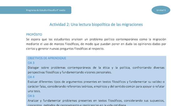 Actividad 2: Una lectura biopolítica de las migraciones