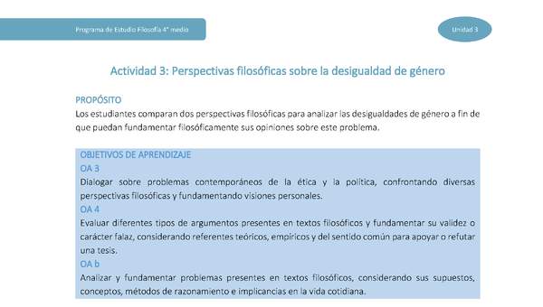 Actividad 3: Perspectivas filosóficas sobre la desigualdad de género