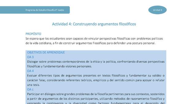 Actividad 4: Construyendo argumentos filosóficos