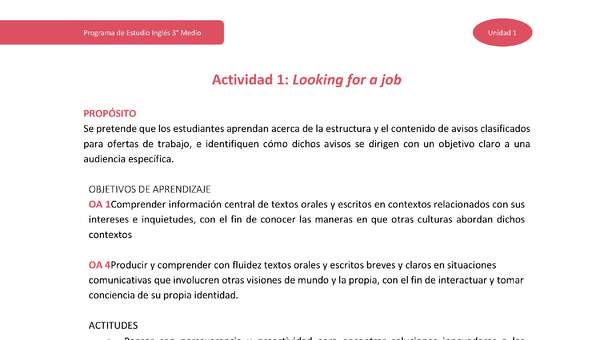 Actividad 1: Looking for a job