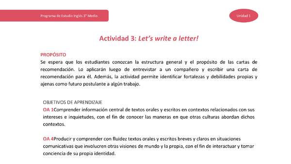 Actividad 3: Let's write a letter!
