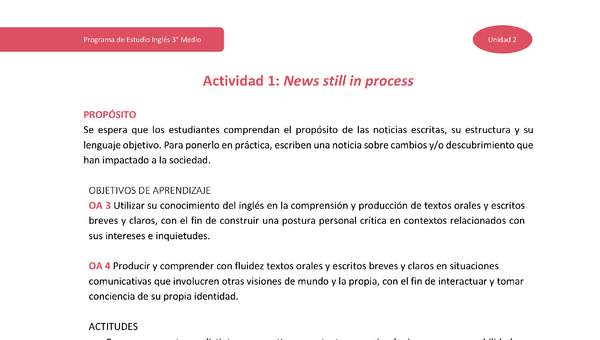 Actividad 1: News still in process