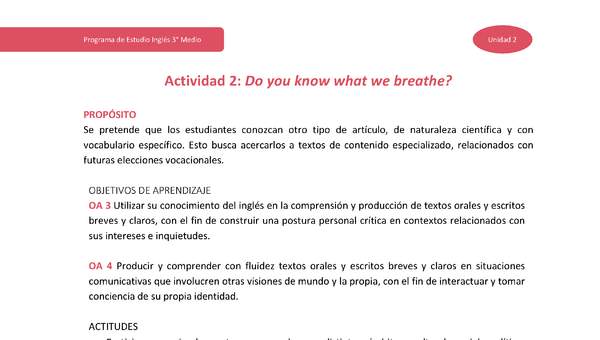 Actividad 2: Do you know what we breathe?