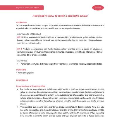 Actividad 4: How to write a scientific article