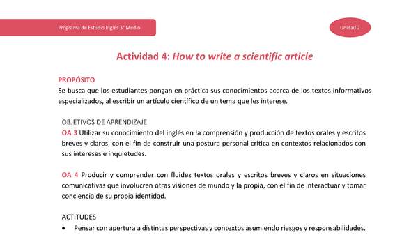 Actividad 4: How to write a scientific article