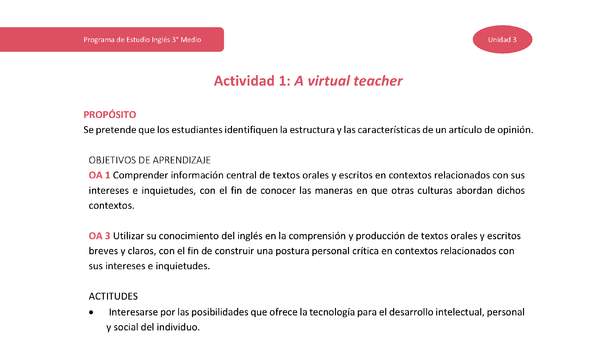 Actividad 1: A virtual teacher