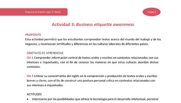 Actividad 3: Business etiquette awareness