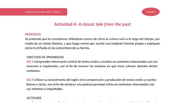 Actividad 4: A classic tale from the past