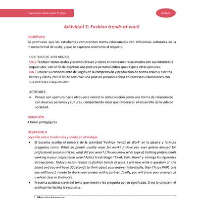 Actividad 2: Fashion trends at work