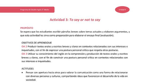 Actividad 3: To say or not to say