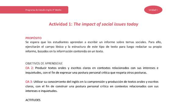 Actividad 1: The impact of social issues today