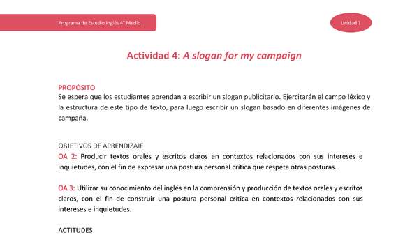 Actividad 4: A slogan for my campaign
