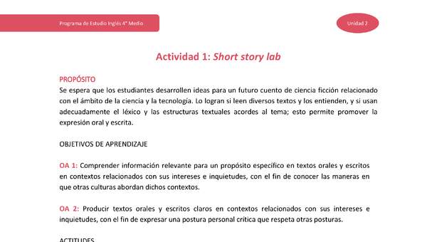 Actividad 1: Short story lab