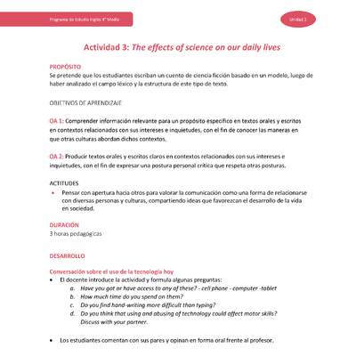 Actividad 3: The effects of science on our daily lives