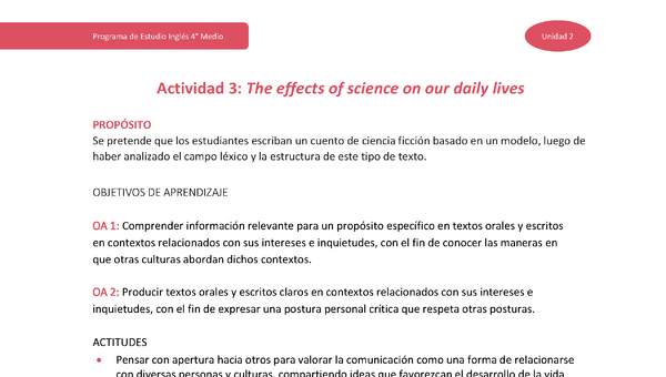 Actividad 3: The effects of science on our daily lives