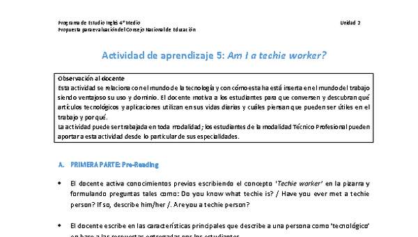 Actividad de aprendizaje 5: Am I a techie worker?