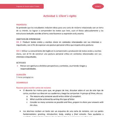 Actividad 1: Client ́s rights