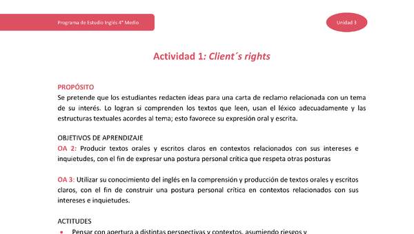 Actividad 1: Client ́s rights