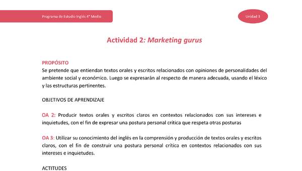 Actividad 2: Marketing gurus