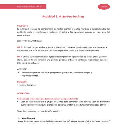 Actividad 3: A Start-up business