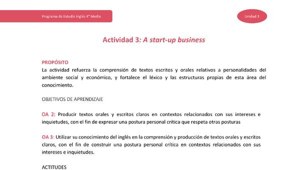 Actividad 3: A Start-up business