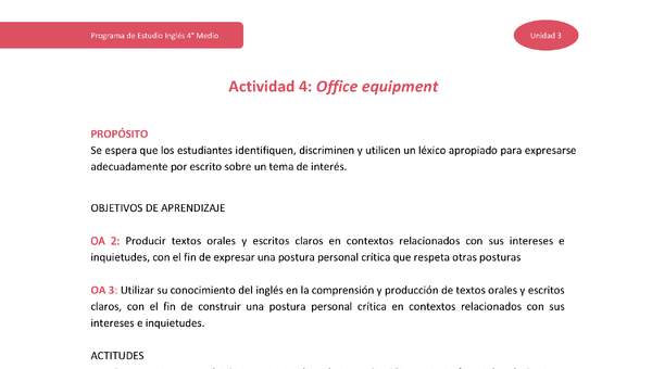 Actividad 4: Office equipment