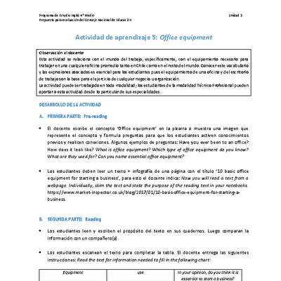 Actividad de aprendizaje 5: Office equipment
