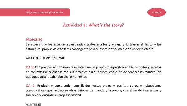 Actividad 1: What´s the story?