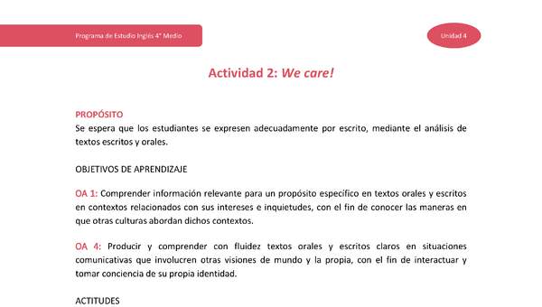 Actividad 2: We care!