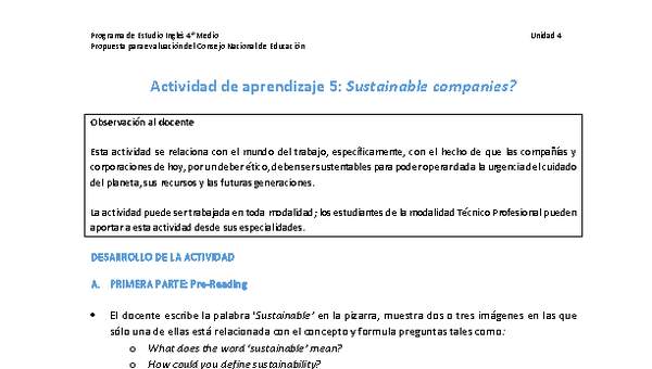Actividad de aprendizaje 5: Sustainable companies?