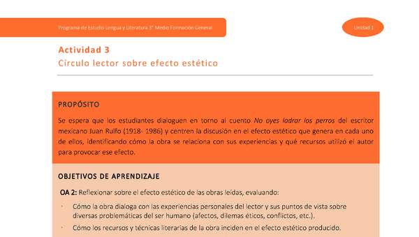 Actividad 3: Círculo Lector sobre Efecto Estético