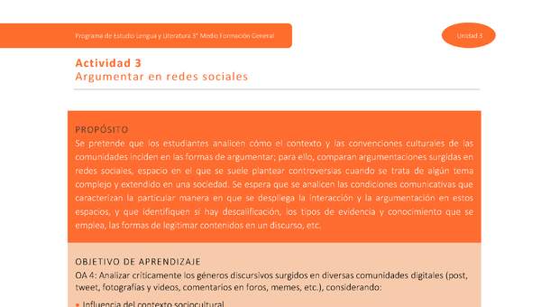 Actividad 3: Argumentar en redes sociales