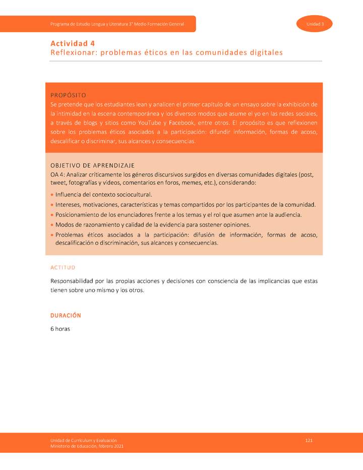 Actividad 4: Reflexionar: problemas éticos en las comunidades digitales