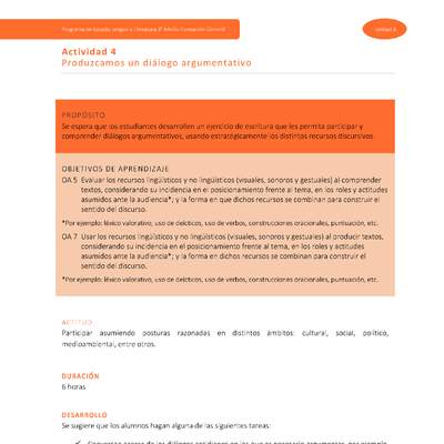 Actividad 4: Produzcamos un diálogo argumentativo