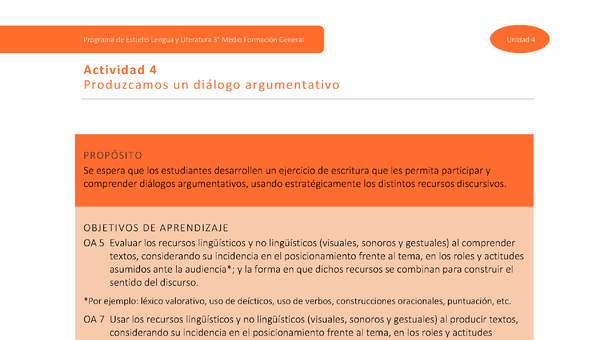 Actividad 4: Produzcamos un diálogo argumentativo