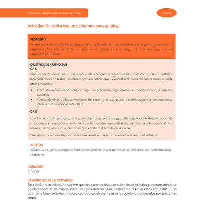 Actividad 3: Escribamos una columna para un blog