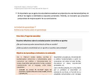 Actividad de aprendizaje 7: Reflexiones finales sobre el aprendizaje