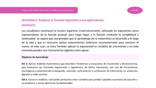 Actividad 2: Explorar la función logaritmo y sus aplicaciones