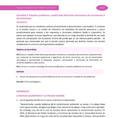 Actividad 3: Resolver problemas modelando diferentes situaciones de crecimiento o decrecimiento