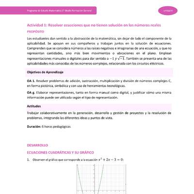 Actividad 1: Resolver ecuaciones que no tienen solución en los números reales Actividad 1: Resolver ecuaciones que no tienen solución en los números reales